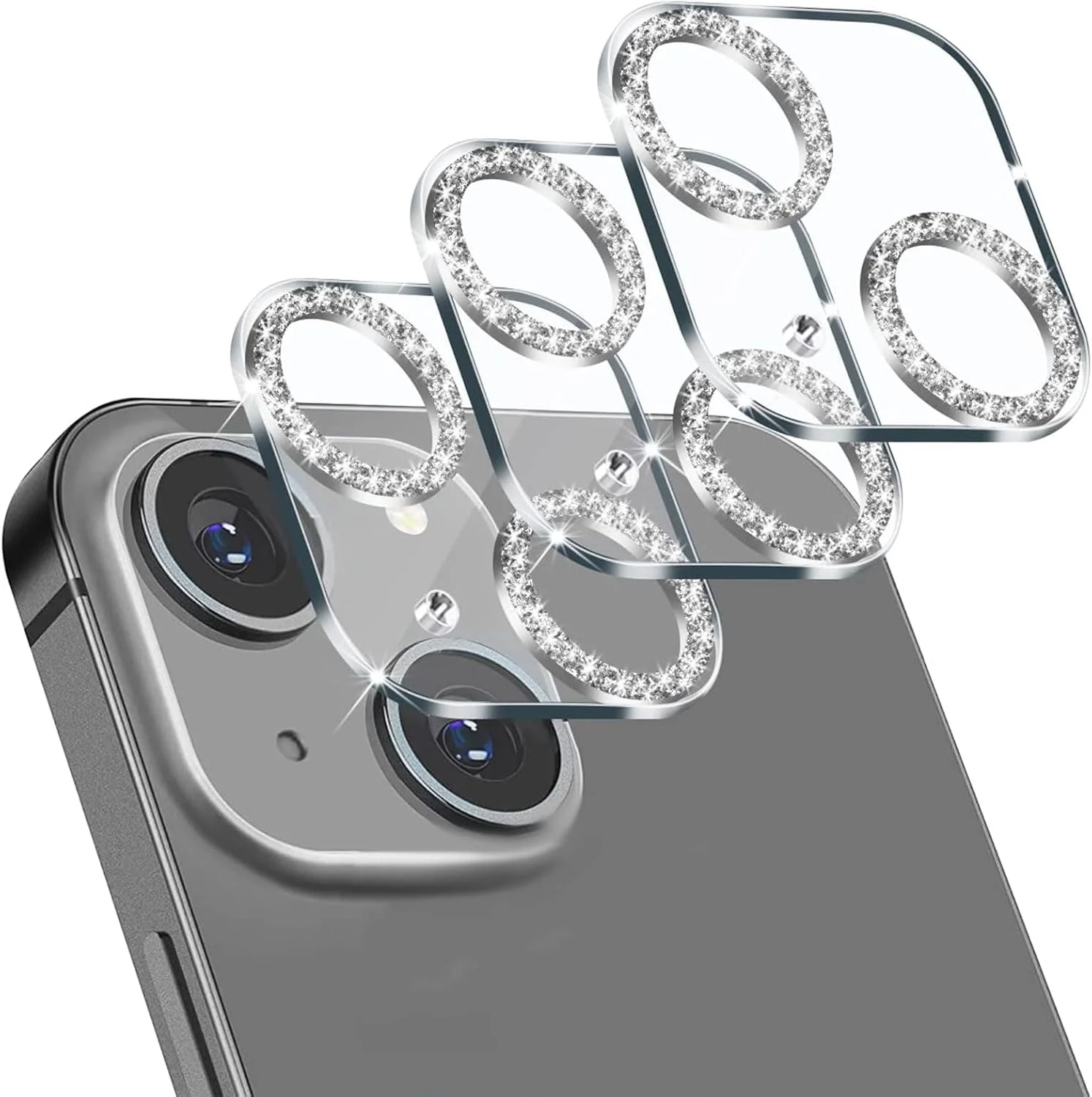 Kameraschutz für iPhone 13 / 13 Mini – 9H, Weißer Diamant
